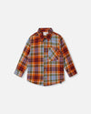 Deux par Deux Plaid Flannel Shirt - Adobe / Orange and Blue