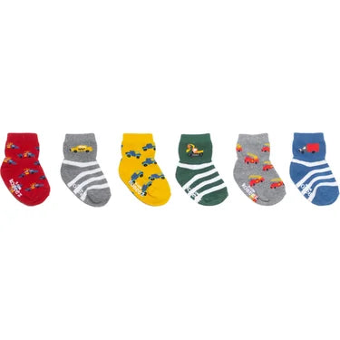 Robeez Stripes and Cars Baby Socks with Kick-Proof Ankles