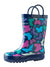 Oakiwear Loop Handle Rubber Rain Boots - Bright Butterflies