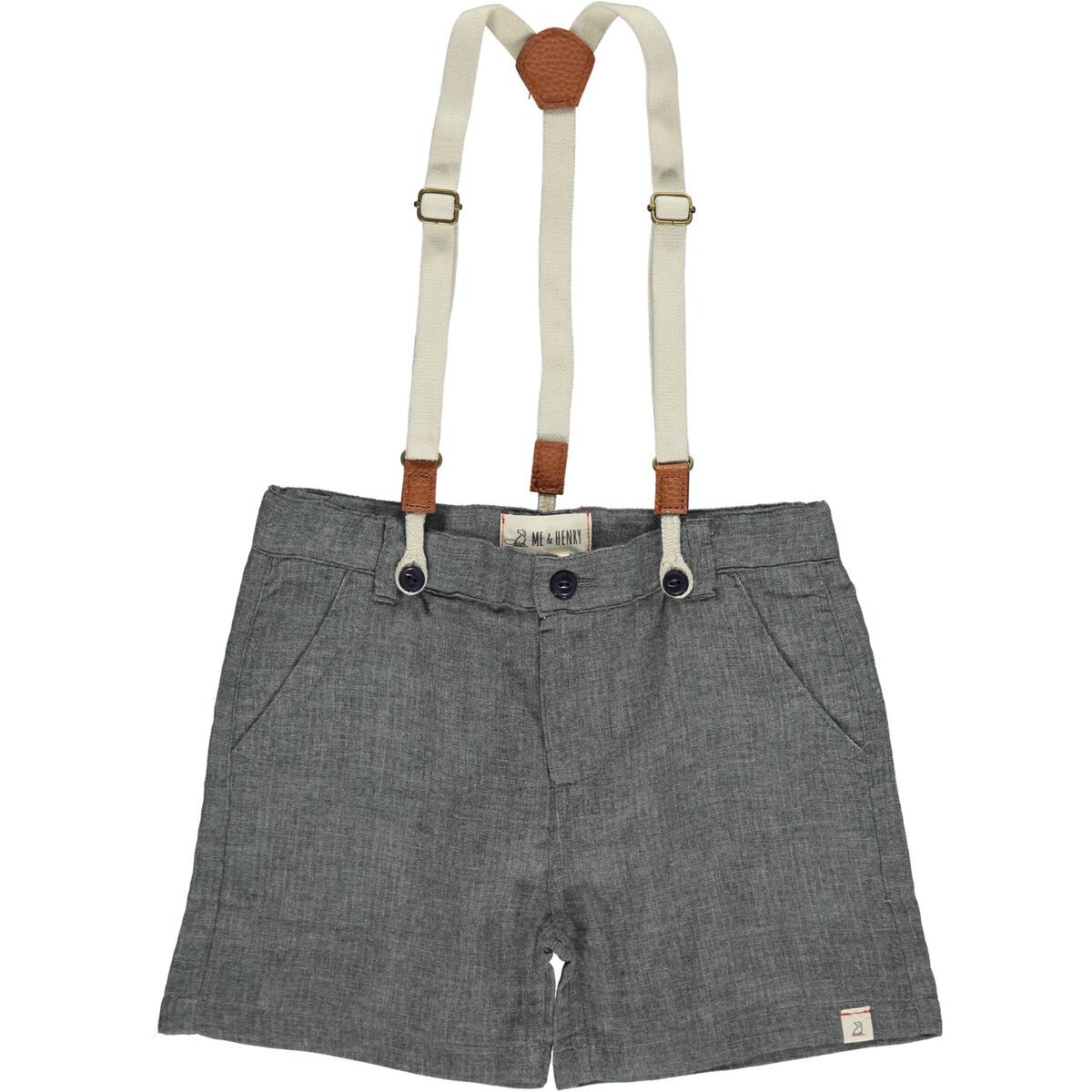 Me & Henry Captain shorts with suspenders - Grey Gauze