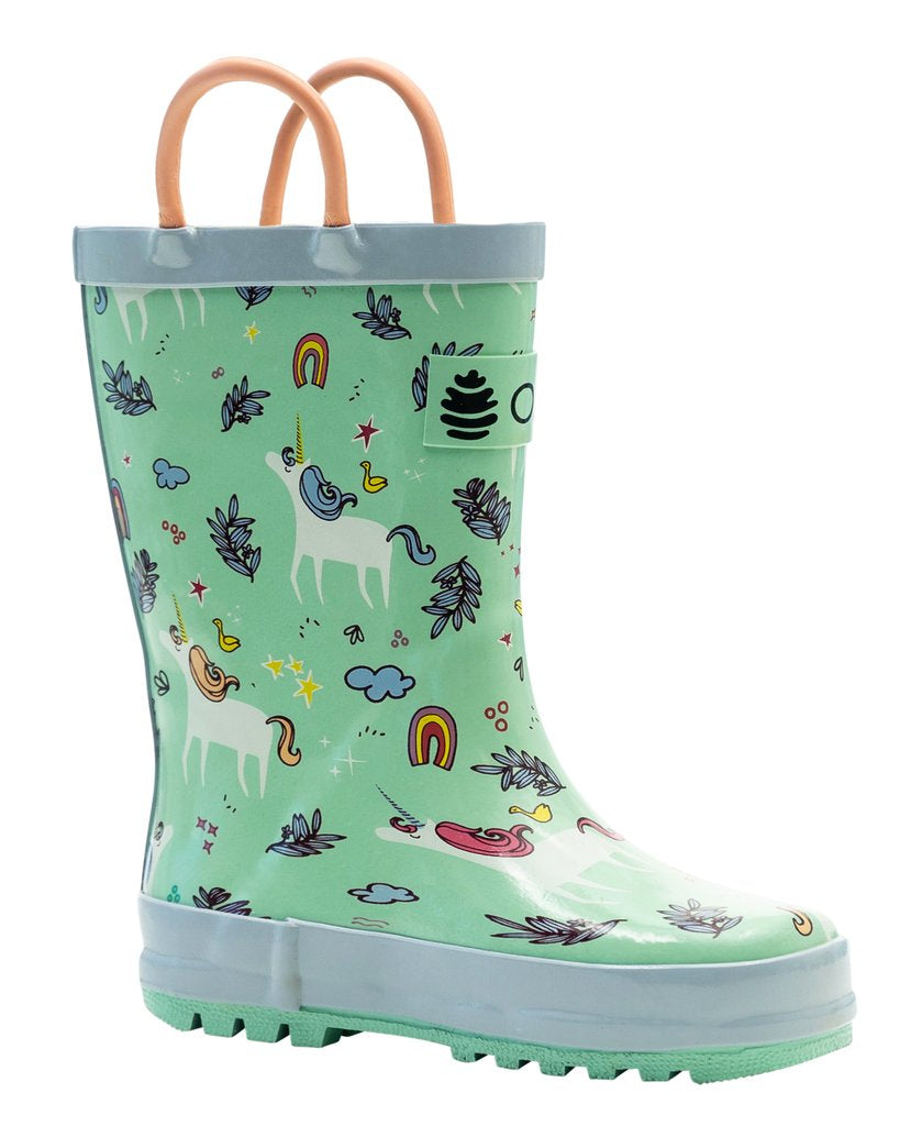 Oakiwear Loop Handle Rubber Rain Boots - Unicorn