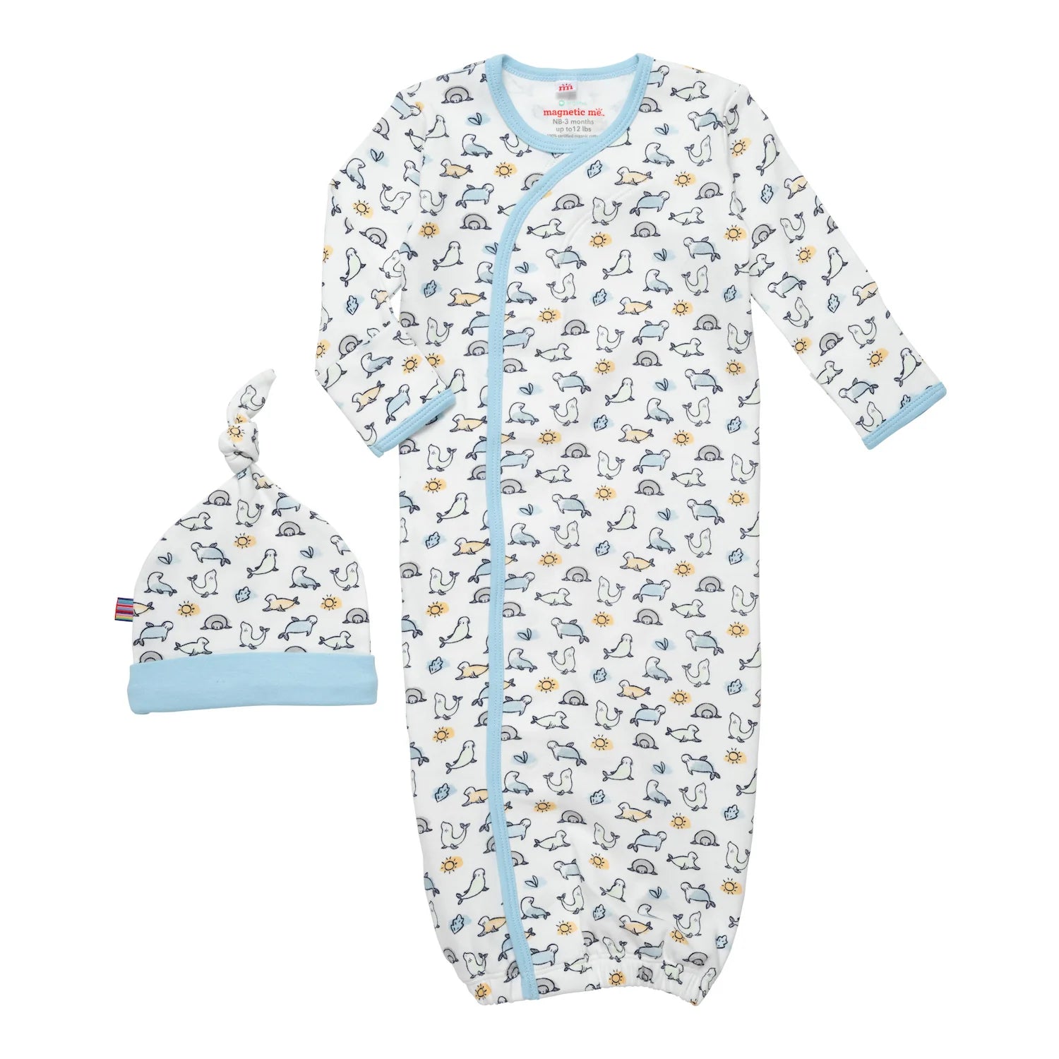Magnetic Me Organic Cotton Magnetic Gown + Hat Set - Sealed with a Kiss