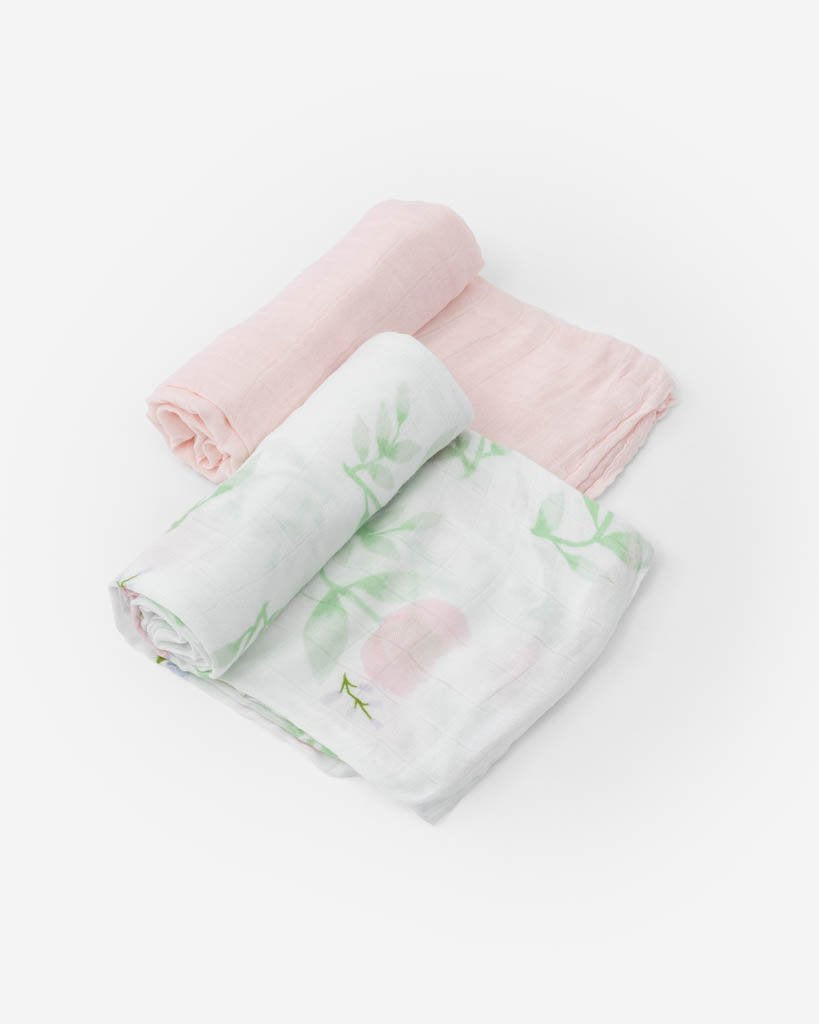 Little Unicorn Deluxe Muslin Swaddle Blanket 2pc Set - Blush Peony