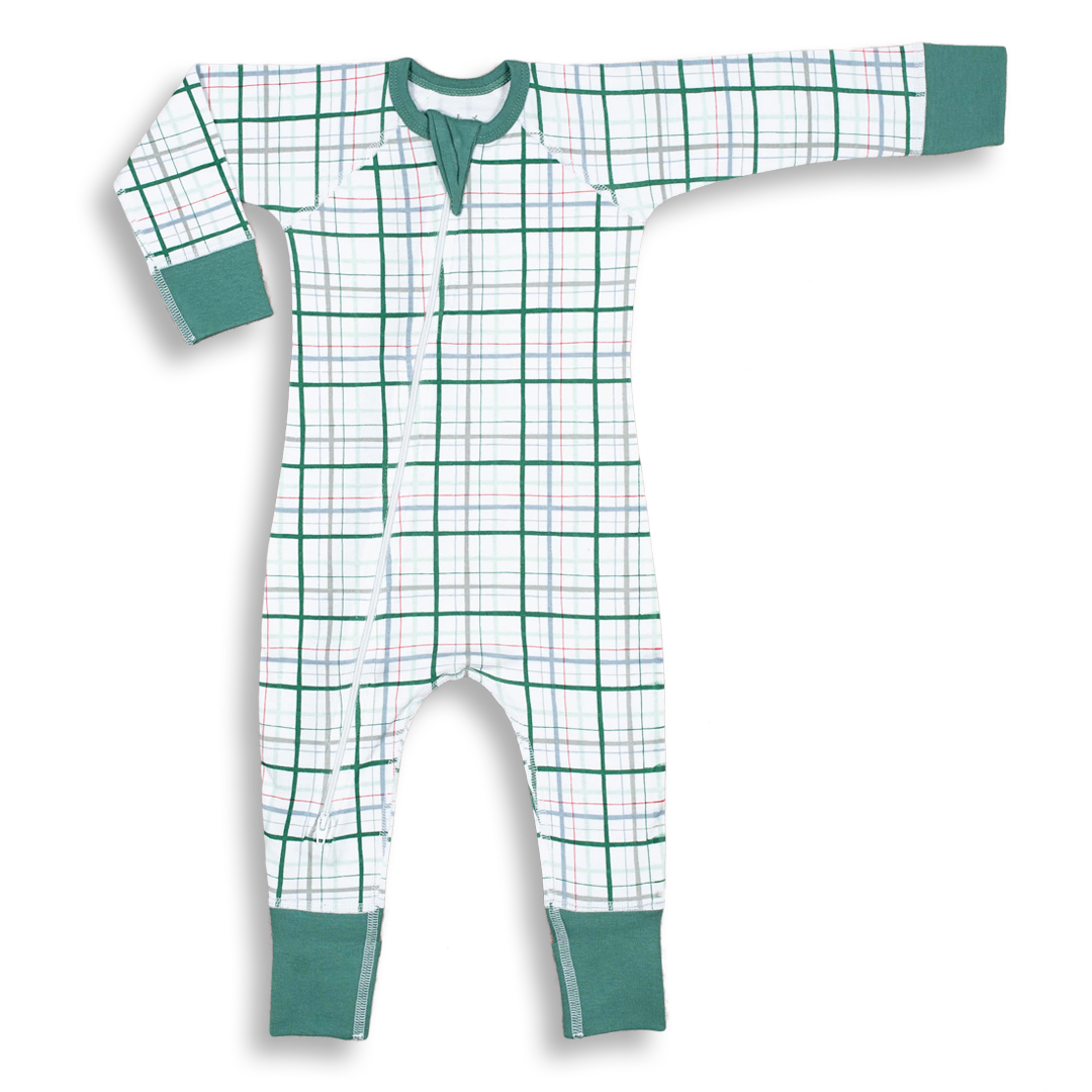 Sapling Spruce Plaid Zip Romper