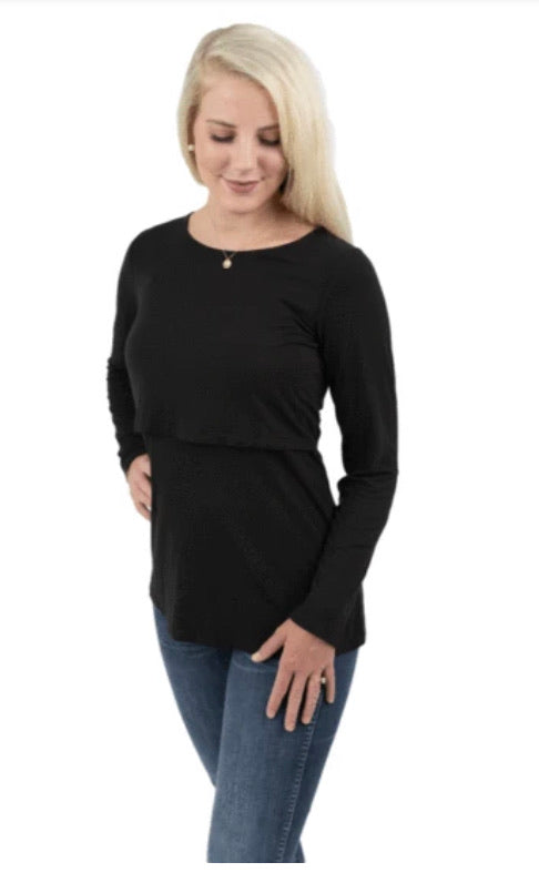 Undercover Mama Long Sleeve Nursing Shirt - Black