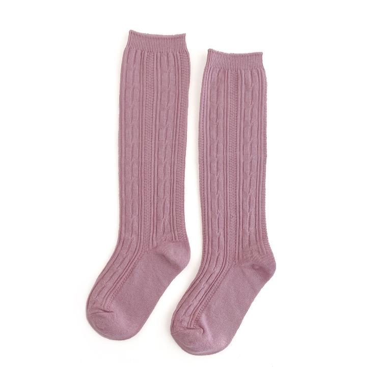 Little Stocking Co. Cable Knit Knee High Socks - Dusty Rose