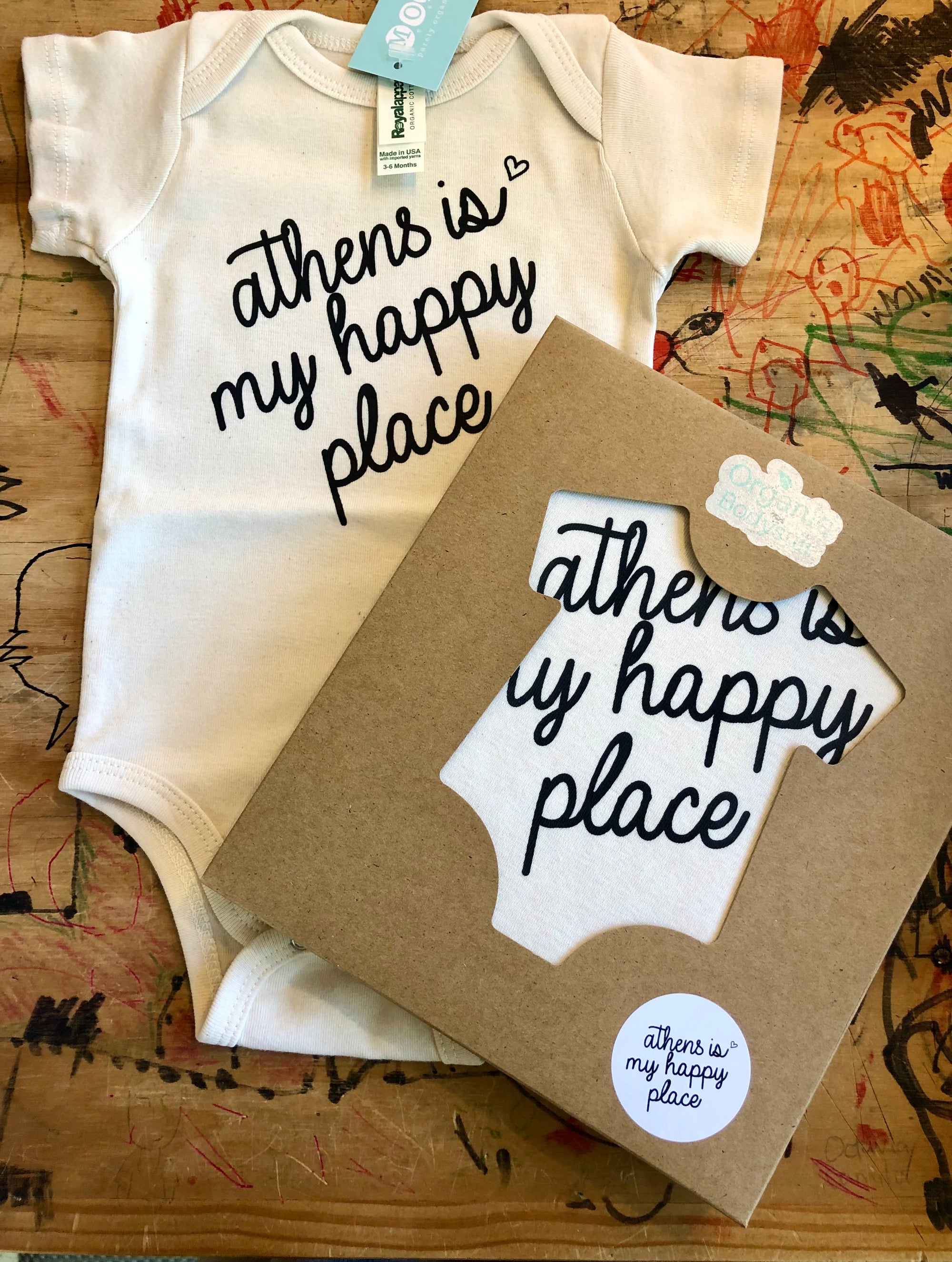 Athens is my Happy Place Bodysuit - Natural