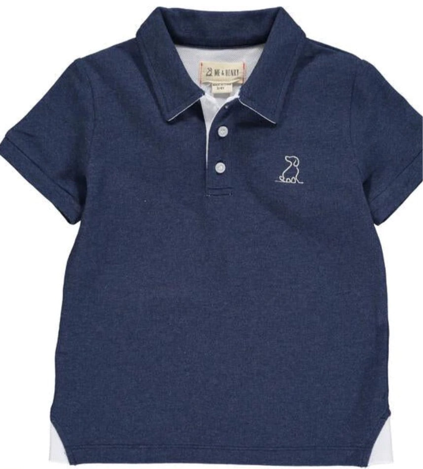 Me & Henry Starboard Pique Polo Shirt - Navy Pup