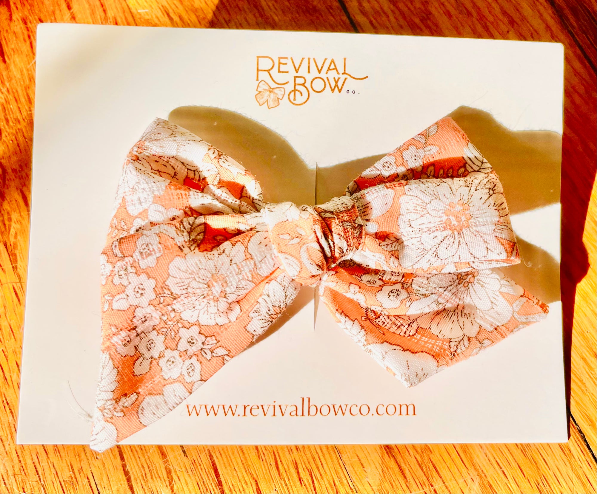 Revival Bow Co - Vintage Fabric Pinwheel Bow - Peach Floral