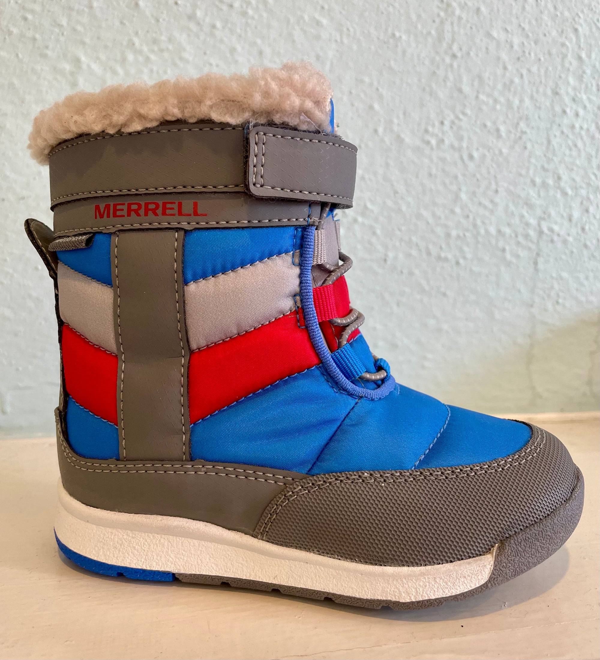 Merrell Alpine Puffer Waterproof Junior Boot - Grey/Red/Royal