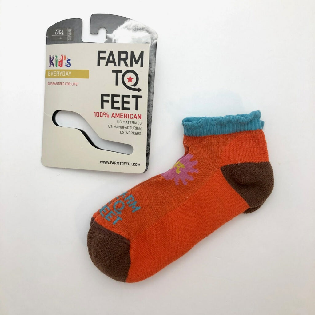 Farm to Feet Kids U.S. Merino Wool Socks - Orange Flower