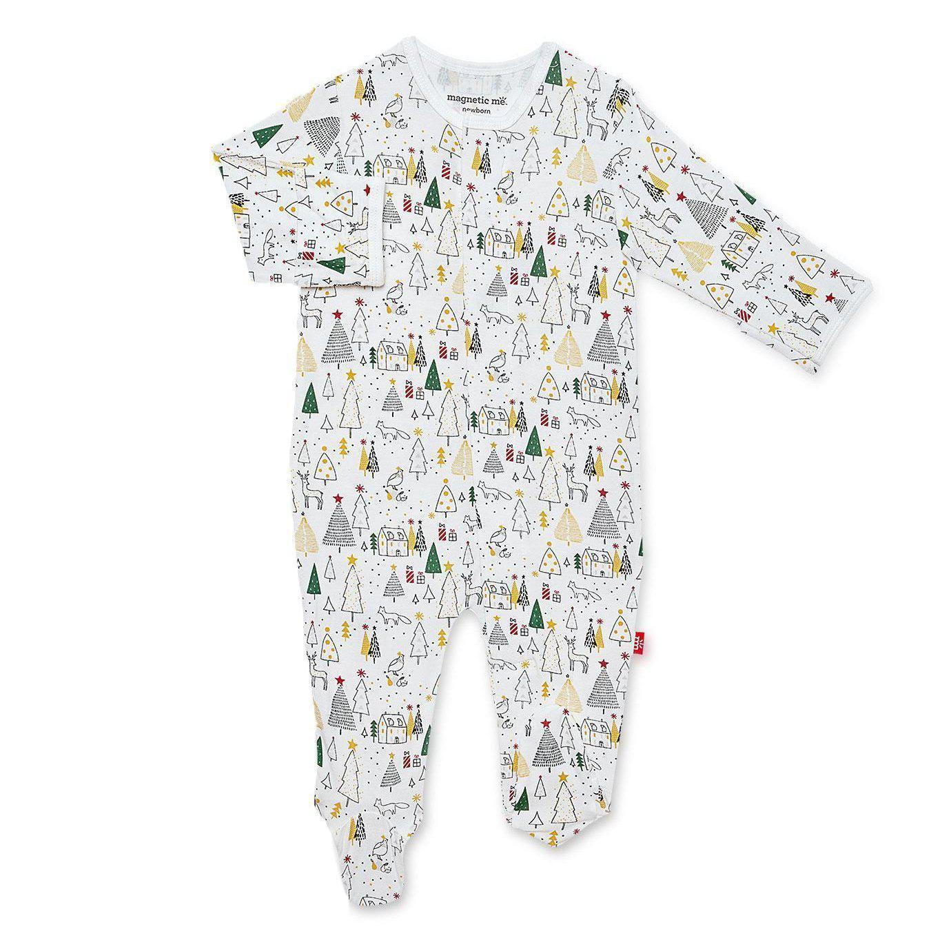 Magnetic Me Organic Cotton Magnetic Footie - Silent Night Holiday Modal