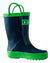 Oakiwear Loop Handle Rubber Rain Boots - Navy Blue & Green